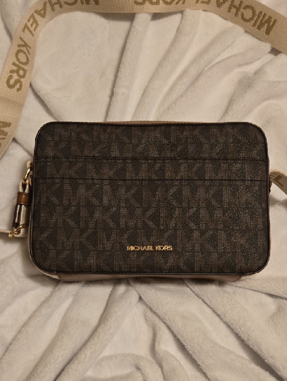 Michael Kors Brown Monogram Crossbody with Logo Strap - Picture 2 of 12